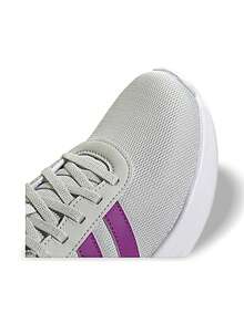 Adidas Lite Racer 女士休闲鞋，轻便缓震，透气舒适，厚底设计，亲肤透气网眼鞋面，适合日常健身、通勤、下班后休闲旅行、约会等场合，紫色 JR8537 - 淺灰色/紫色 - 查看 7