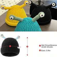 Gorro de monstruo de saturación, gorro de punto de monstruo pequeño brillante y lindo para padres e hijos en invierno, gorro de saturación - Morado - Ver 7