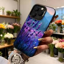 Carcasa para iPhone con diseño de lavanda púrpura y montañas al atardecer en tonos azules y rosados ideal para uso diario y ocasiones especiales Aplicable a los teléfonos de la serie Apple y Galaxy - Blanco - Ver 6