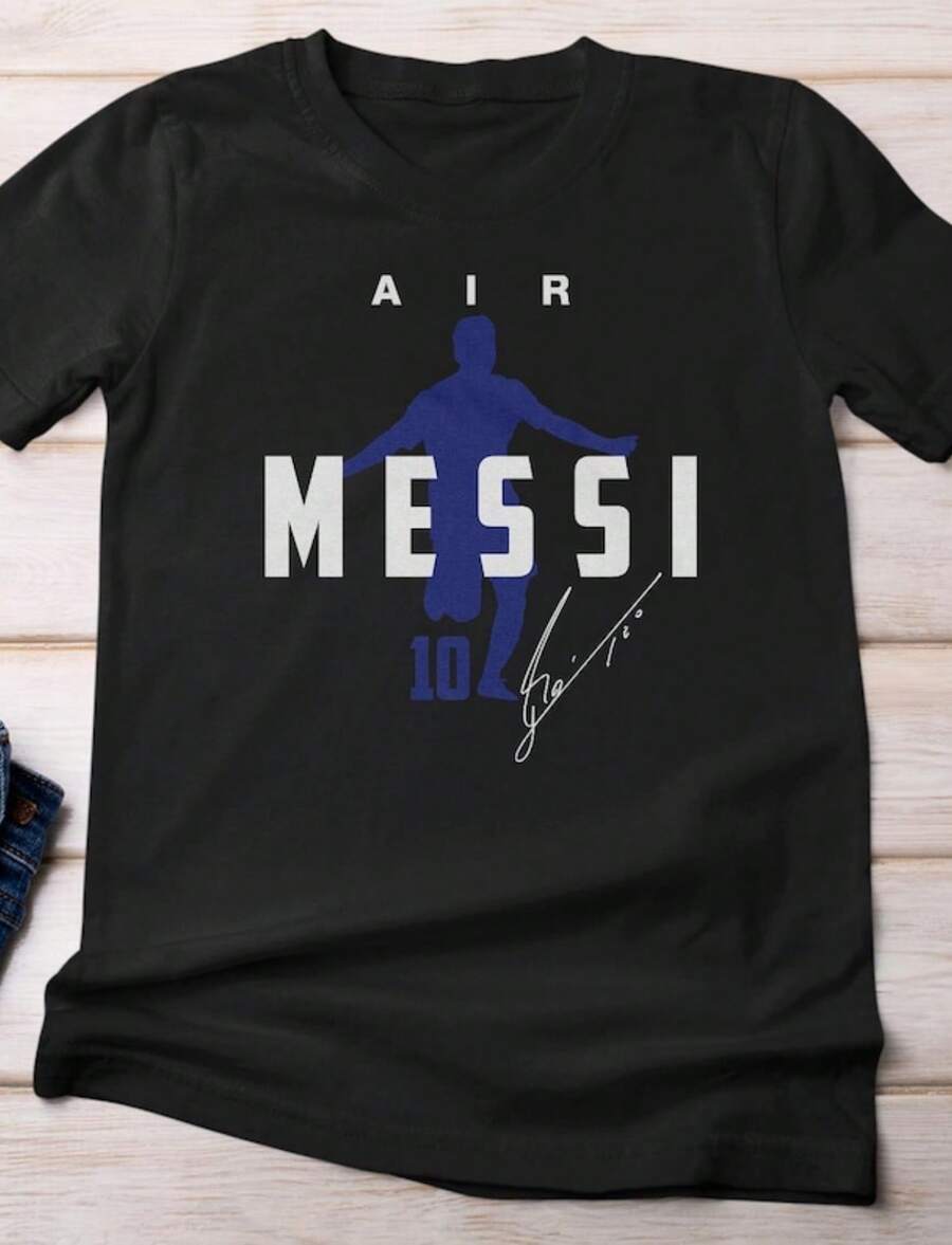 Air Messi Argentina GOAT #10 Shirt, Soccer Graphic Tee Iconic Celeion Legend Argen - 黑色 - 查看 1