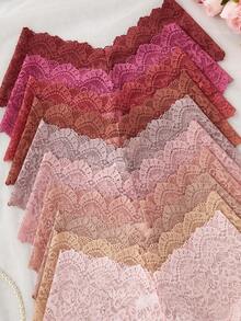 10 件/包女士蕾丝性感舒适内衣，简约休闲日常穿着 - 彩色 - 查看 6