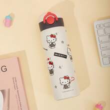 Miniso Hello Kitty Magic Tumbler, 500ml Kawaii Cup With Leak-Proof Push Button Lid - Ideal Gift-Light Grey
