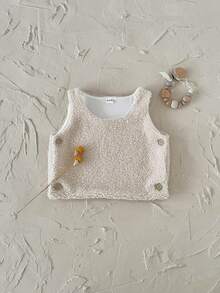 Baby Girls Casual Thermal Lined Thick Vest, Apricot Color, For Autumn/Winter - Apricot - View 7