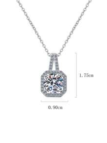 1 pieza Elegante y lujoso collar de plata de ley 925 con moissanita de 1 quilate, adecuado para uso diario, fiestas, ir al trabajo de las mujeres, regalo de joyería - Plata-XL0069M - Ver 3
