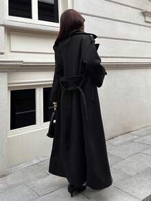 Seelio Autumn/Winter New Women's Fashion Classic Double-Breasted Windbreaker Coat Woolen Overcoat