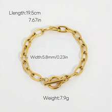 1件时尚经典不锈钢镀金手链，适合女士日常佩戴 - 金色 - 查看 5