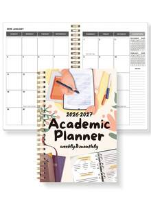 Trees 2026-2027 年月度计划笔记本，A5 简约周计划和月度计划学年日历笔记本，32 页办公和学校用品，完美的教师礼物 - 彩色 - 查看 8