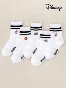 Disney Random 1/5 Pairs Children's Cartoon Cute Rabbit Officer Print Parallel Bar Student Socks Daily Casual Short Tube Socks Versatile - Multicolor - View 10