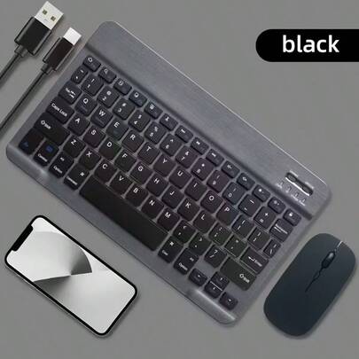Teclado y Mouse Inalámbrico Bluetooth Colores Pastel | Recargable, Sin Cables, Silencioso y Compacto | Perfecto para Trabajo/Estudio en PC, Tablet y Celular