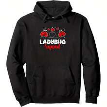 Ladybug Squad Insect Lover Bug Catcher Future Entomologist Pullover Hoodie - Women's Pullover Hoodie  60% Cotton 40% Polyester Casual Sports, Daily Fashion,  Loose Fit, Party Outfits,Gift, Unisex Style, Black,S-3XL - Đen 24 - Xem 1