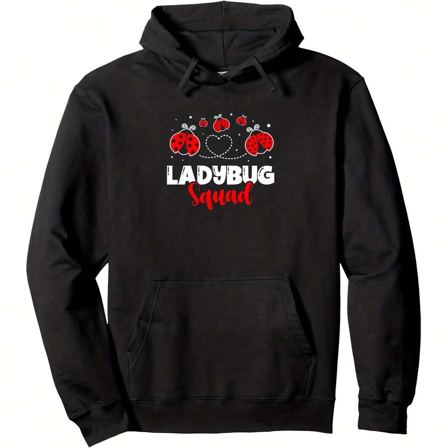 Ladybug Squad Insect Lover Bug Catcher Future Entomologist Pullover Hoodie - Women's Pullover Hoodie  60% Cotton 40% Polyester Casual Sports, Daily Fashion,  Loose Fit, Party Outfits,Gift, Unisex Style, Black,S-3XL - Đen 24 - Xem 1