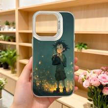 Cubierta de telefono con borde negro y diseño de personaje animado en tonos verdes con estrellas brillantes y texto CASETTO para uso diario y ocasiones especiales Aplicable a los teléfonos de la serie Apple y Galaxy - Blanco - Ver 5