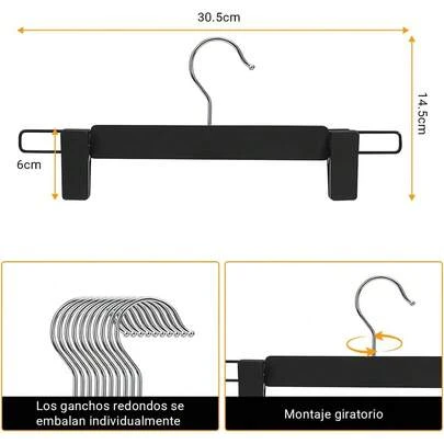 CASAMIEL 30 PCS Perchas para Pantalones, Perchas de 30.5cm con Clips Antideslizantes y Ajustables, Ganchos de Metal para Ropa, Bufanda, Pantalones y Faldas