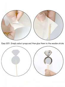 10件套单身派对拍照道具，金色求婚主题婚礼拍照道具，适用于婚礼、新娘、派对用品、单身派对、准新娘、婚礼装饰、新娘送礼会、周年纪念道具、蛋糕装饰、派对氛围营造等场合。 - 彩色 - 查看 2