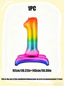 1pc 60-Inch Giant Standing Foil Number Balloon, Gold/Silver/Rainbow Color 0-9 Base Digit Balloons Suitable For Birthday Party, Anniversary, Event, Storefront Display, Family Gathering Decoration - Multicolor - View 11