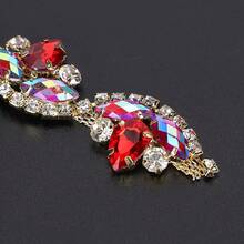 TOPINCN - Cadena de diamantes de imitación con forma de flor y diamantes de imitación para novia, con abalorio y adornos de diamantes de imitación para ropa, collar, decoración de orejas - 1 rojo - Ver 7