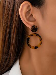 1 Pair Fashionable & Elegant Leopard Heart Earrings, Gift For Women Suitable For Daily Wear, Dating Or Gifting On Valentine's Day Valentines,Mom,Mother,Mother's Day,Gift