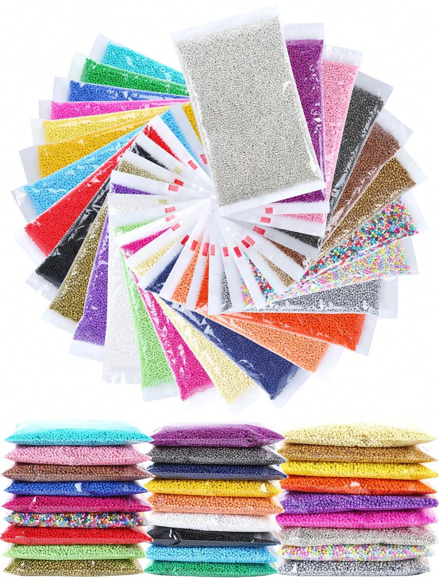 30/450克 3毫米 多色玻璃珠，迷你纯色玻璃珠，适用于珠宝制作、DIY手链、项链、耳环等手工饰品，珠宝制作材料