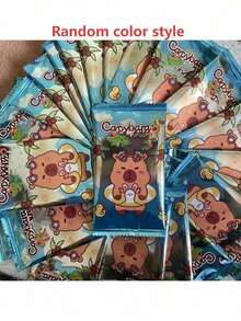 160张/盒随机水豚卡片系列，可爱海豚闪卡，动漫主题，5张/包，包含收藏版，适合卡片收藏家，派对礼品（款式随机） - 彩色 - 查看 14