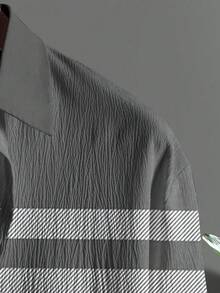 Plus Size Men's Suit, Plus Size Men's Shirt Set, Printed Machine Washable, 2 Pieces Long Sleeve Shirt And Pants, Plus Size Men's Clothing - Grey - View 5