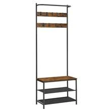 VASAGLE Hall Tree With Bench And Shoe Storage, Entryway Bench With Coat Rack Stand And Shoe Rack, 9 Movable Hooks, Top Bar, Fabric Shelves, Industrial, Rustic Brown And Black - Yellow-brown - View 1
