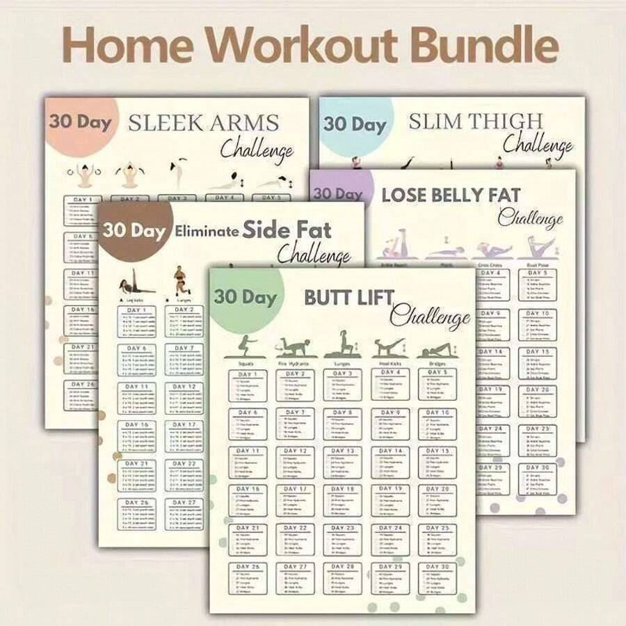 30-Day Wall Exercise Challenge: Quick Home Workout & Body Shaping, Waterproof Pilates Fitness Guide, 11X14" Unframed - Multicolor - View 1