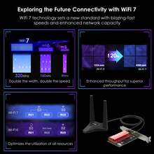 WAVLINK PCIe Network Card,WiFi 7 Tri-Band BE8800 Wireless Adapter,With Bluetooth 5.4,MU-MIMO,WPA3.For Desktop.Game Consol,Computer Accesorries,Windows 10/11(64bit),For PCI-E Slots,Not For AMD Motherboard - Black - View 4