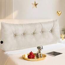 - Almohada para cabecero de cama tamao, con respaldo de cua triangular para recmara, sof, cama de da - Beige + Individual/Individual XL - Ver 2