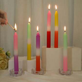 1 st. vibrerande randiga dekorativa ljus, 20 cm oparfymerade pelarljus för modern elegans, skapar stämning för bröllop, romantisk middag och festdekorationer