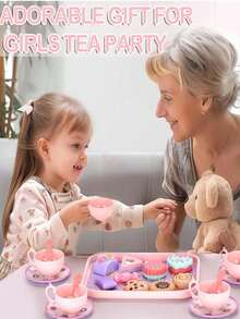 42 件儿童茶会套装，适合小女孩 - 适合 3-8 岁女孩的生日礼物玩具 - 可爱公主玩具幼儿锡制茶具 - 带有甜点、花茶壶和手提箱的角色扮演玩具，儿童小玩具，儿童玩具厨房，幼儿女孩，儿童角色扮演，玩橡皮泥套装，玩具食物套装 - 彩色 - 查看 11