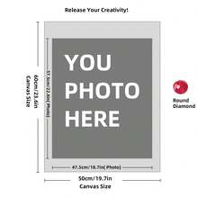 Kit di pittura a diamante personalizzata su misura per adulti, fai da te 5D, arte con punti a forma rotonda/quadrata, con foto, testo e disegno personalizzato, in varie dimensioni (20x25cm), decorazione personalizzata per la casa (Punti rotondi, 30x40cm), kit per adulti, decorazione con pittura a diamanti 5D