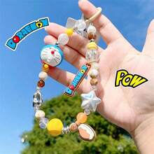 1pc Genuine Cartoon Doraemon Dingdang Cat Mobile Phone Case Chain Camera CCD Pendant Hand-Painted Beaded Pendant Key Chain, Christmas, Christmas Stocking Filler, Christmas Gift, Christmas, Christmas Decorations - Multicolor - View 2