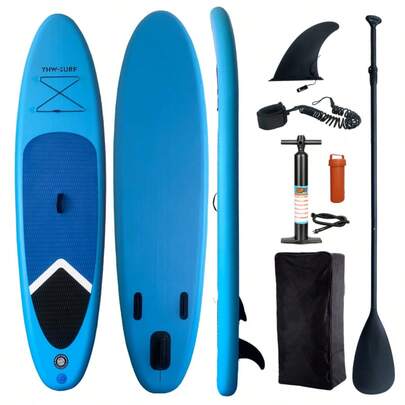 YHW-SURF 1 Set Inflatable Stand-Up Paddle Board For Leisure Surfing, Includes Full Accessories: Hand Pump, Detachable Paddle, Leash, Backpack, Removable Fin And Repair Kit