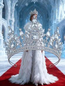 1pc Luxury Gold Bridal Crown Headpiece, Suitable For Wedding, Birthday Party, Photography