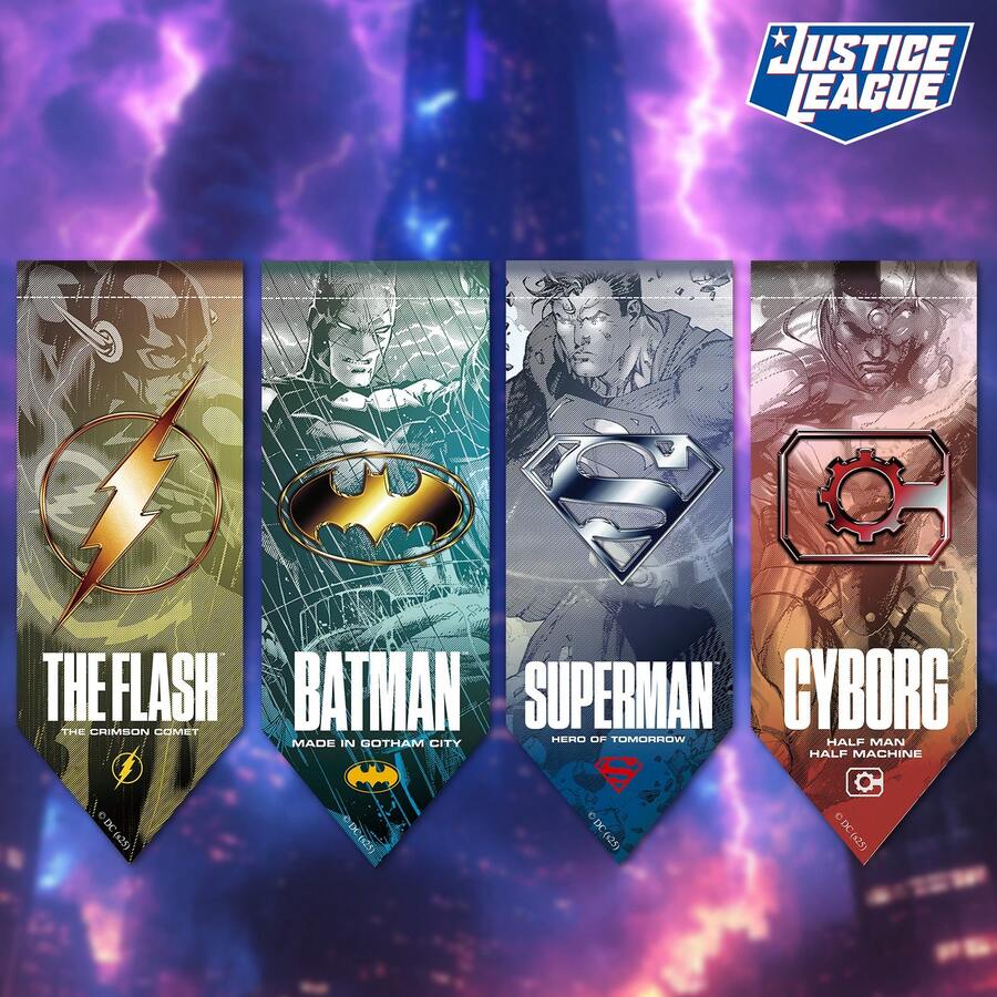 Justice League 1 件正义联盟横幅旗帜，酷炫英雄动漫风格闪电侠、蝙蝠侠、超人、钢铁侠横幅旗帜，装饰艺术墙挂毯宿舍工作室主题音乐墙横幅悬挂装饰挂毯，房间装饰[官方授权] - 彩色 - 查看 1