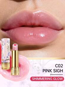 CATKIN Whiffle Dance Heart-Core Glitter Tinted Lip Balm Lipstick, Shimmering Textured Moisturizing Lipstick For Daily Hydration & Stylish Look C02 Pink Sigh - C02 Thở dài màu hồng - Xem 2