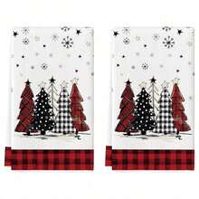 1/2Pcs Buffalo Plaid Christmas Towels - Santa Claus Tree Themed Kitchen Dish Towels 16x24 Inch, Holiday Bathroom Home Decor For Christmas Cooking Baking Seasonal Decoration - Multicolor - View 13