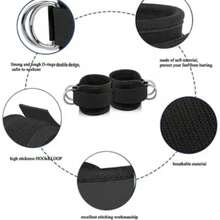 2 pzs de correas de tobillo ajustables con anillo en D para ejercicios de fuerza de piernas en el gimnasio, con hebilla y protección deportiva para abductores - Negro - Ver 1