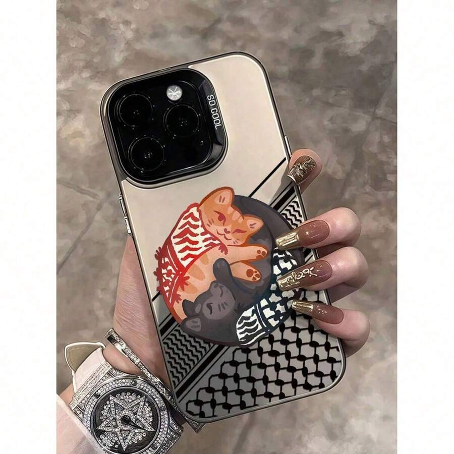 La funda de teléfono de gato invertido es simple y adecuada para personas a la vanguardia de la moda.Es Antigolpes y Antideslizante y Compatible con iPhone 16 Pro Max/15/14/13/12/11Funda decorativa para celular - Negro - Ver 1