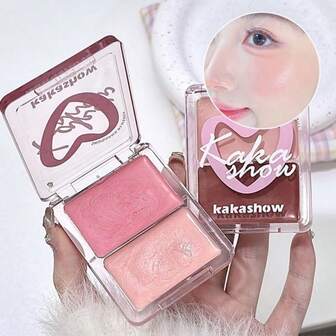 Barra Iluminadora Duo Glow-Blush de GEGE BEAR 3.8g Rubor Nacarado Cremoso y Iluminador 2 en 1 en Estuche Portátil con Diseño de Oso