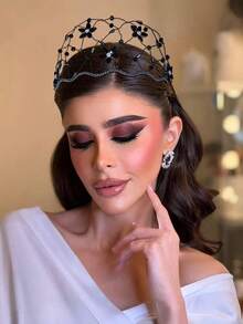 1 Piece Women's Sparkling Rhinestone Wide Headband Baroque Headband Bridal Wedding Party Headdress Graduation Gift Simple Elegant Casual Summer Vacation Hair Accessories