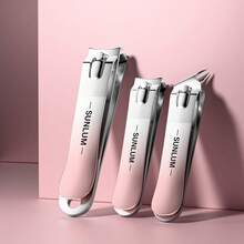 Sunlum 3Pcs Aesthetic Pink & Purple Nail Clipper Set, Cute Manicure Pedicure Kit For Women Girls, Stainless Steel Thick Toenail Clipper With Nail File Sharp Trimmer, Travel Portable Grooming Tools - Pink - View 5