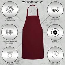 GREEN LIFESTYLE 12 Pack Professional Chef Apron Burgundy Grilling Aprons For Men And Women Waterproof Cooking Apron Ideal For BBQ Sessions Restaurant Kitchen Use And Daily Work Durable And Stylish Design With No Pockets For Efficient Performance In Outdoor And Indoor Culinary Environments - Packof12NoPocket - Xem 4