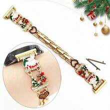1pc Christmas Element Smart Watch Band, Fits 20mm/22mm Watch Straps Compatible With Samsung Galaxy Watch, Garmin, Amazfit, Etc. Also Compatible With Apple Watch Series 10/9/8/7/6/SE/5/4/3/2/1 38/40/41/42/44/45/46/49mm. Christmas Bell, Reindeer, Santa Claus Decoration, Fashionable Smart Watch Accessory - Adjustable Length (Band Only, Watch Not Included) - Multicolor - View 20
