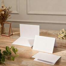 30张空白折叠卡片，空白感谢卡，适用于邀请函、婚礼、贺卡、各种场合DIY，4英寸x6英寸折叠卡片，白色 - 白色 - 查看 5