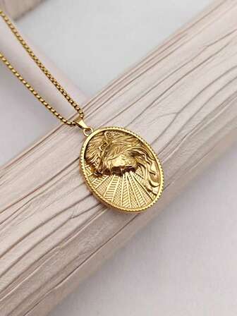 复古色希腊神话人物钛钢不锈钢男女通用配饰吊坠项链