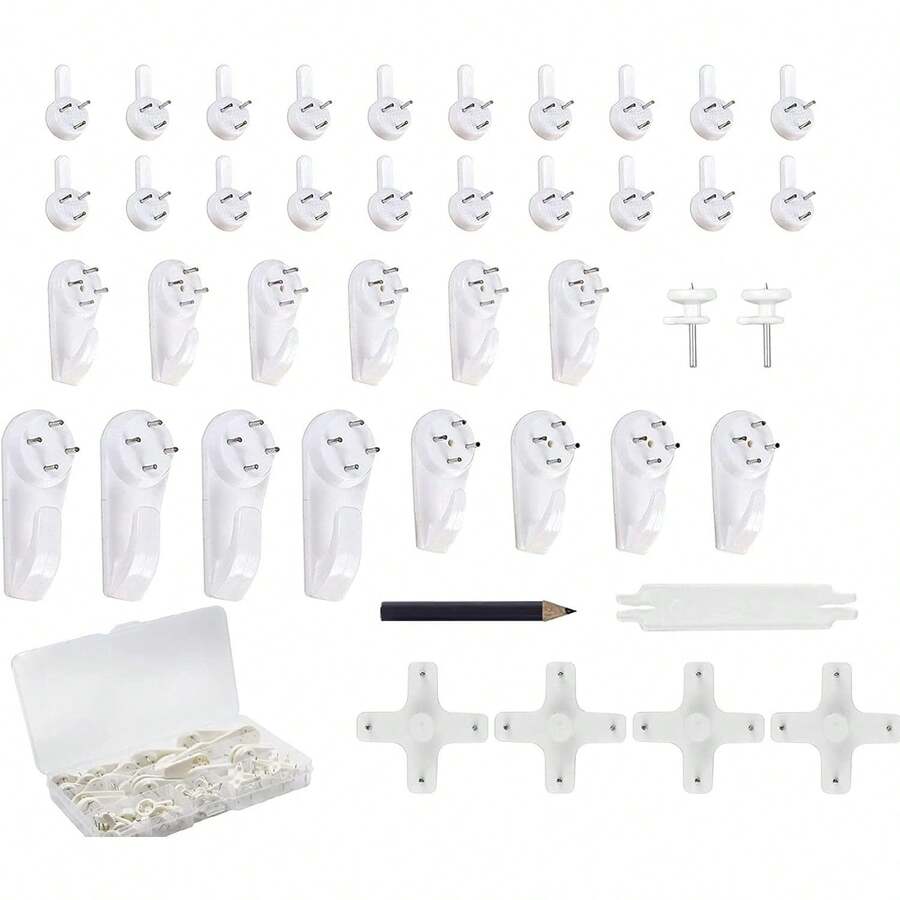 43 Pcs Ganchos de Pared Ganchos Invisibles para Colgar en La Pared de Uñas Ganchos de Pared Sin Marcas Traceless Photo Hook para Cuadros Colgadores de Marcos de Fotos Ganchos de Plástico de Pared Dura - 43 - Ver 1