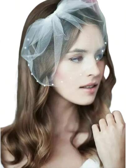 Velo De Novia Frances Vintage Corto Nuevo Boda Civil Tocado