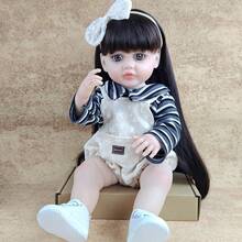 55cm/22 Inch Adorable Soft Vinyl Simulation Doll Long Hair DIY Hairstyle Lifelike Reborn Dolls Dress Up Game Accompanied Toys Birthday Present