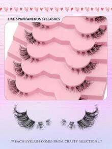 Asiteo 7 Pairs Natural Looking Half False Eyelashes, Transparent Band, Delicate Cat Eye & Extended Outer Corner, Faux Mink Lashes - 半眼睫毛 - 查看 5